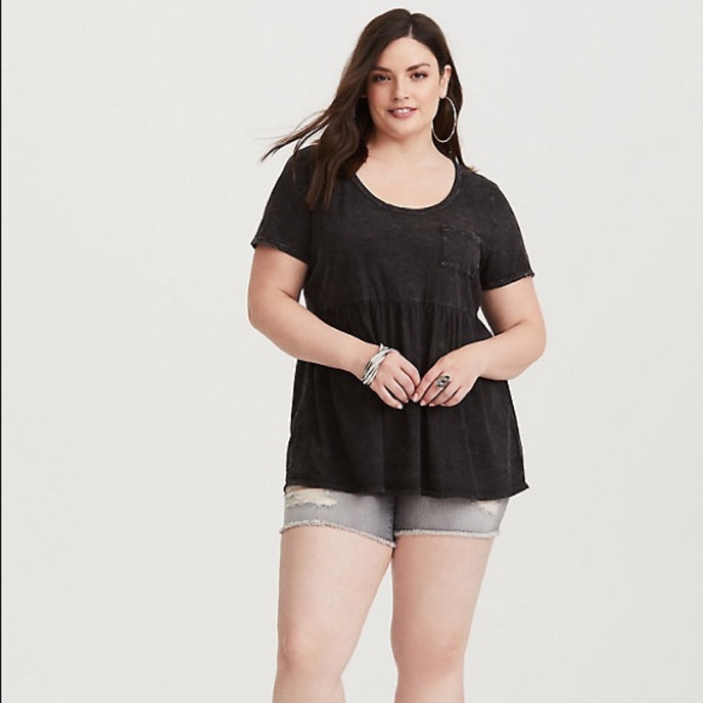 Torrid black mineral wash babydoll top